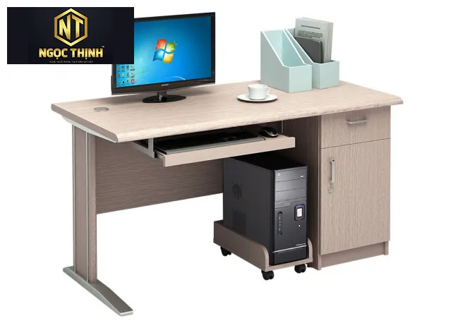 Bàn làm việc hộc liền gỗ công nghiệp mặt bàn phủ Laminate  NT120C3HL - NT140C3HL